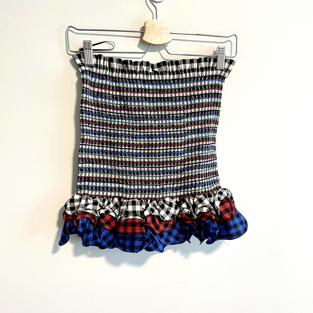 BRAND NEW Petersyn x Revolve Plaid Smocked Ruffle Mini Skirt Western Cowgirl - Picture 8 of 11